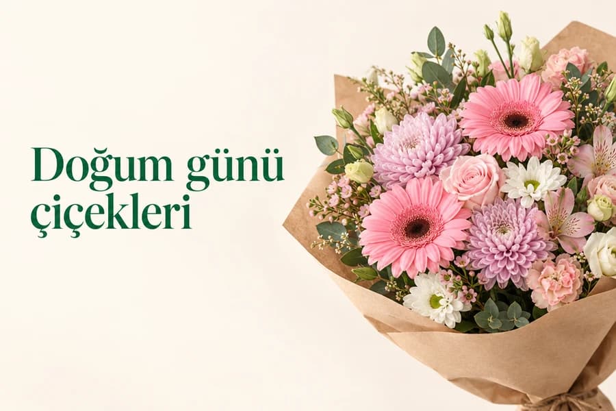Mamak çiçek siparişi için aynı gün doğum günü buketi, yatay karede