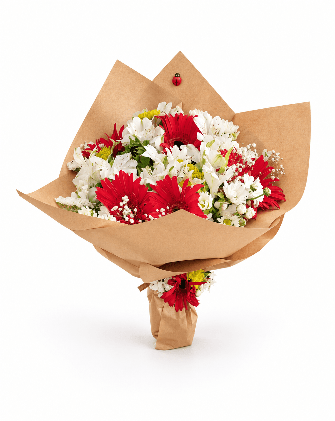 Kırmızı Gerbera ve Beyaz Papatya Buketi