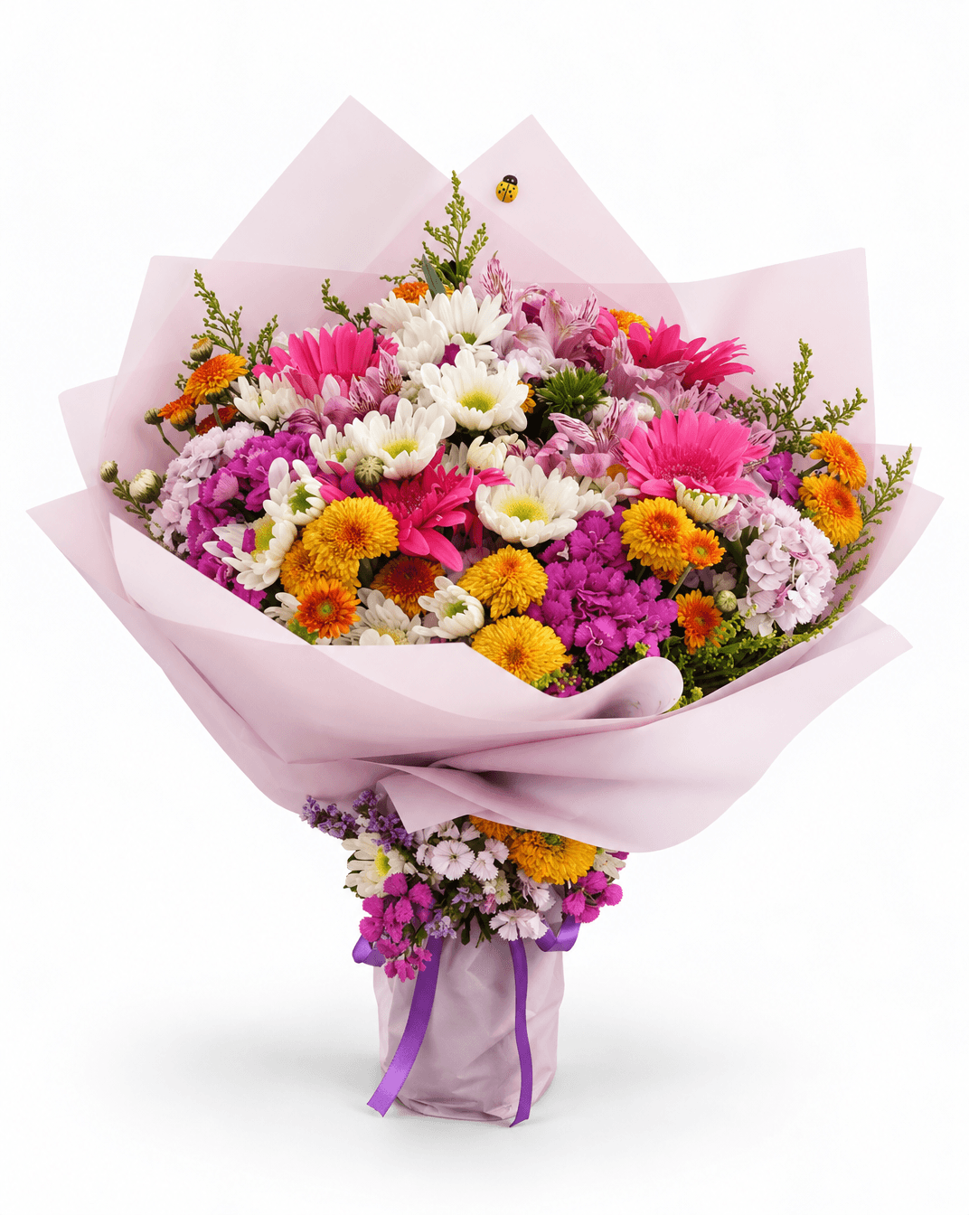 Pembe Gerbera ve Beyaz Papatya Buketi