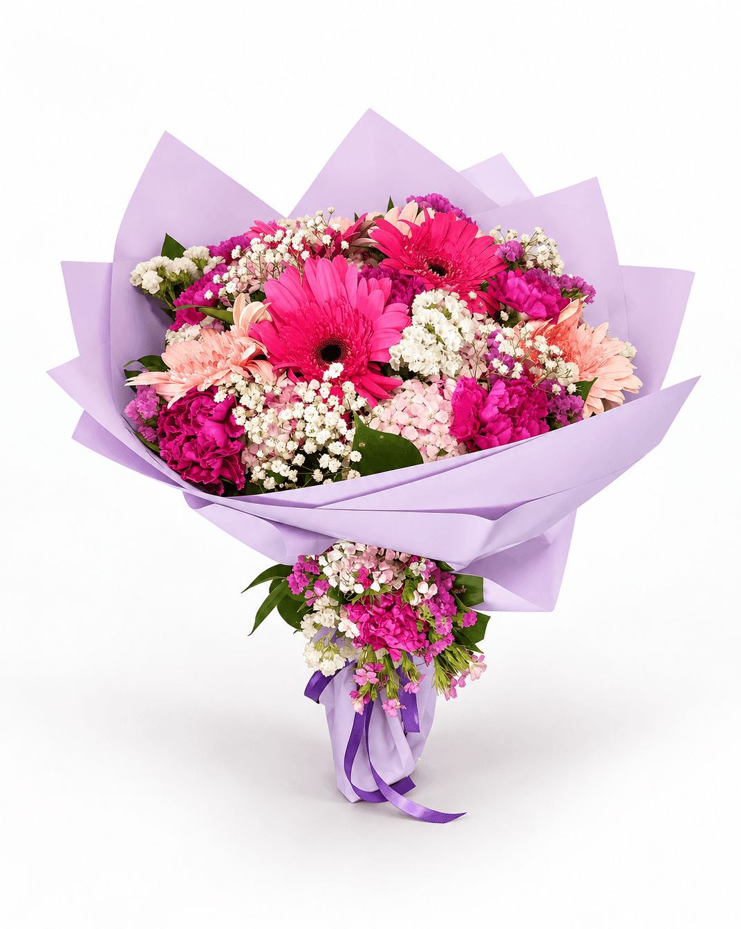 Pembe Gerbera ve Karanfil Buketi