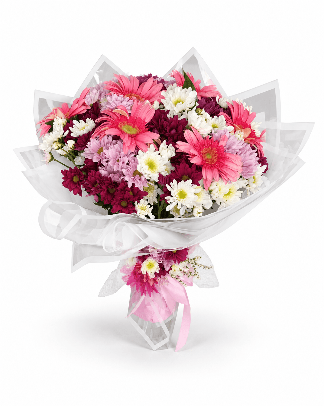 Pembe Gerbera ve Krizantem Buketi