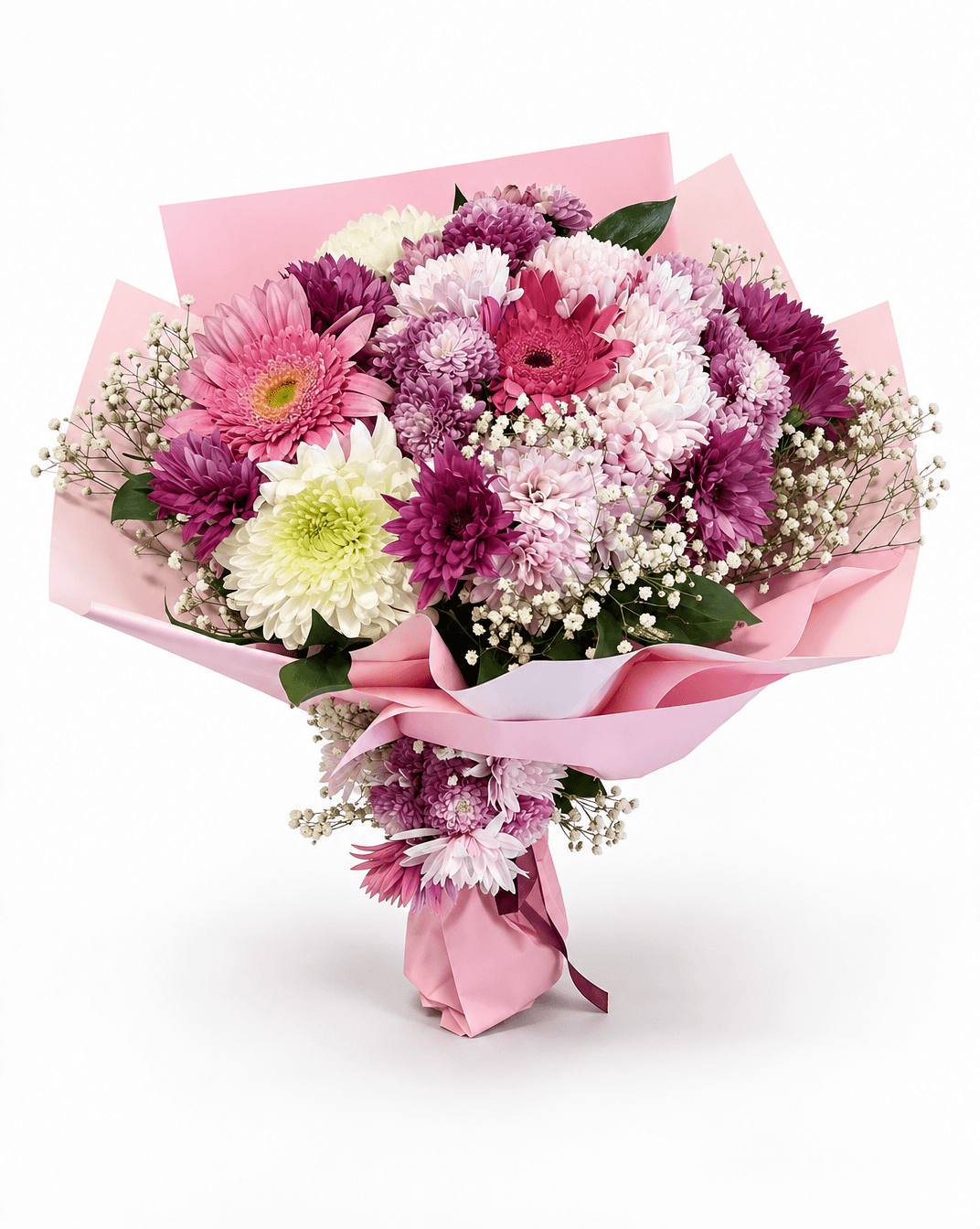 Pembe Gerbera ve Krizantem Buketi 4