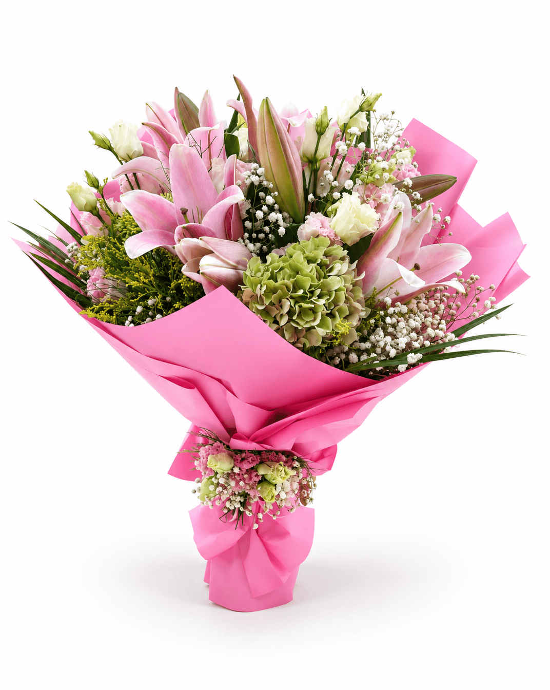 Pembe Lilyum ve Ortanca Buketi