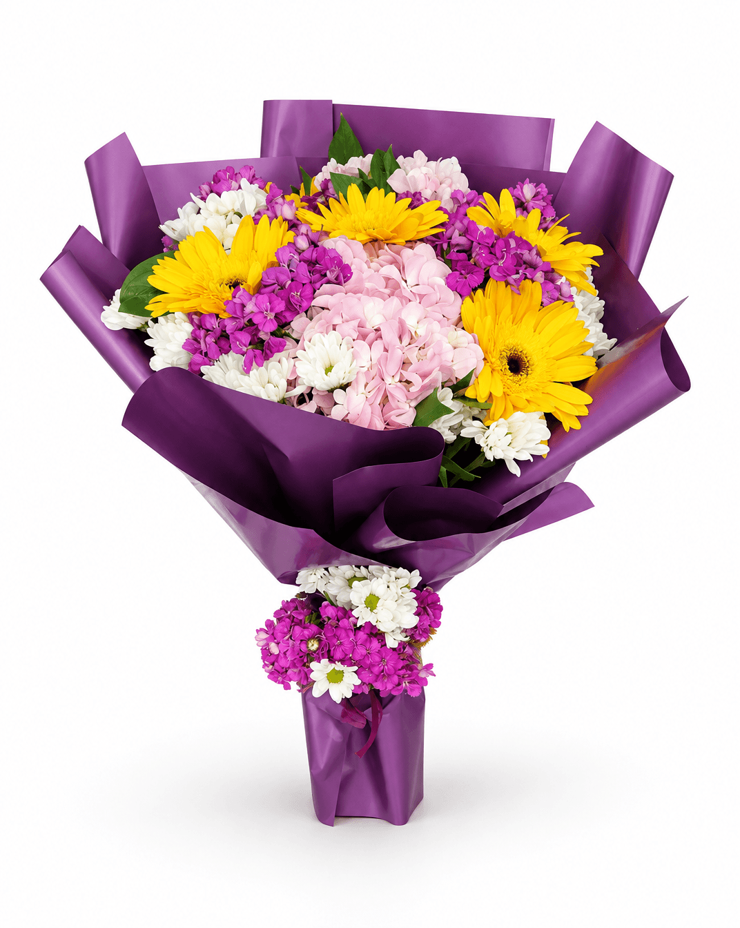 Sarı Gerbera ve Pembe Ortanca Buketi