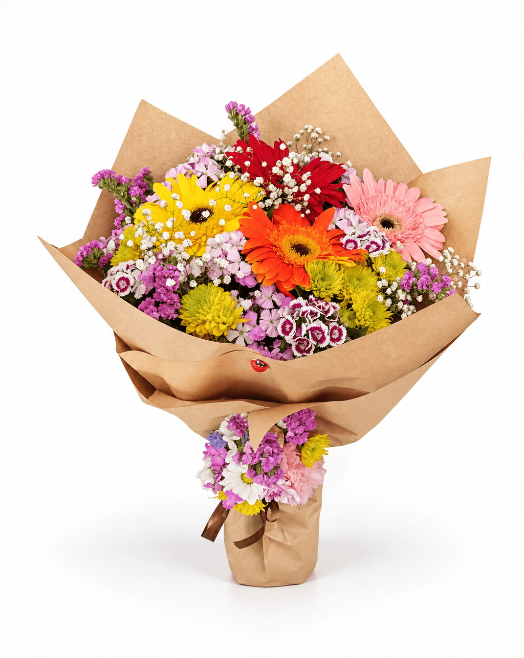 Sarı Turuncu ve Pembe Gerbera Buketi